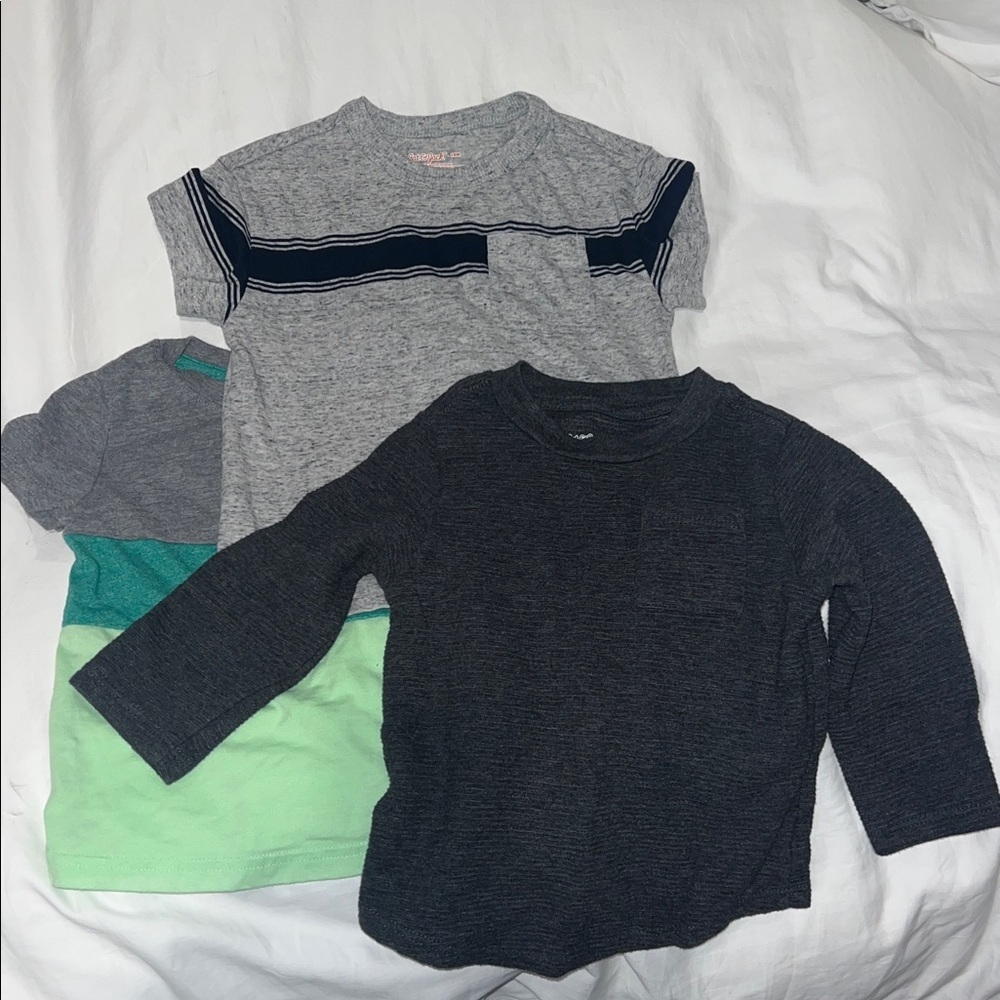 Set of Three Boys' T-Shirts in Gray, Green, and Black
